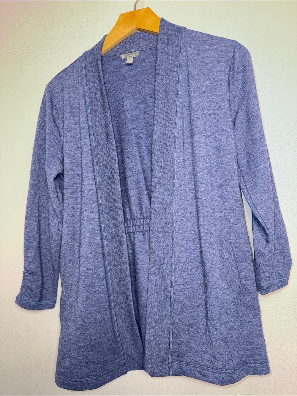 Talbots Heathered Blue Open Front Cardigan